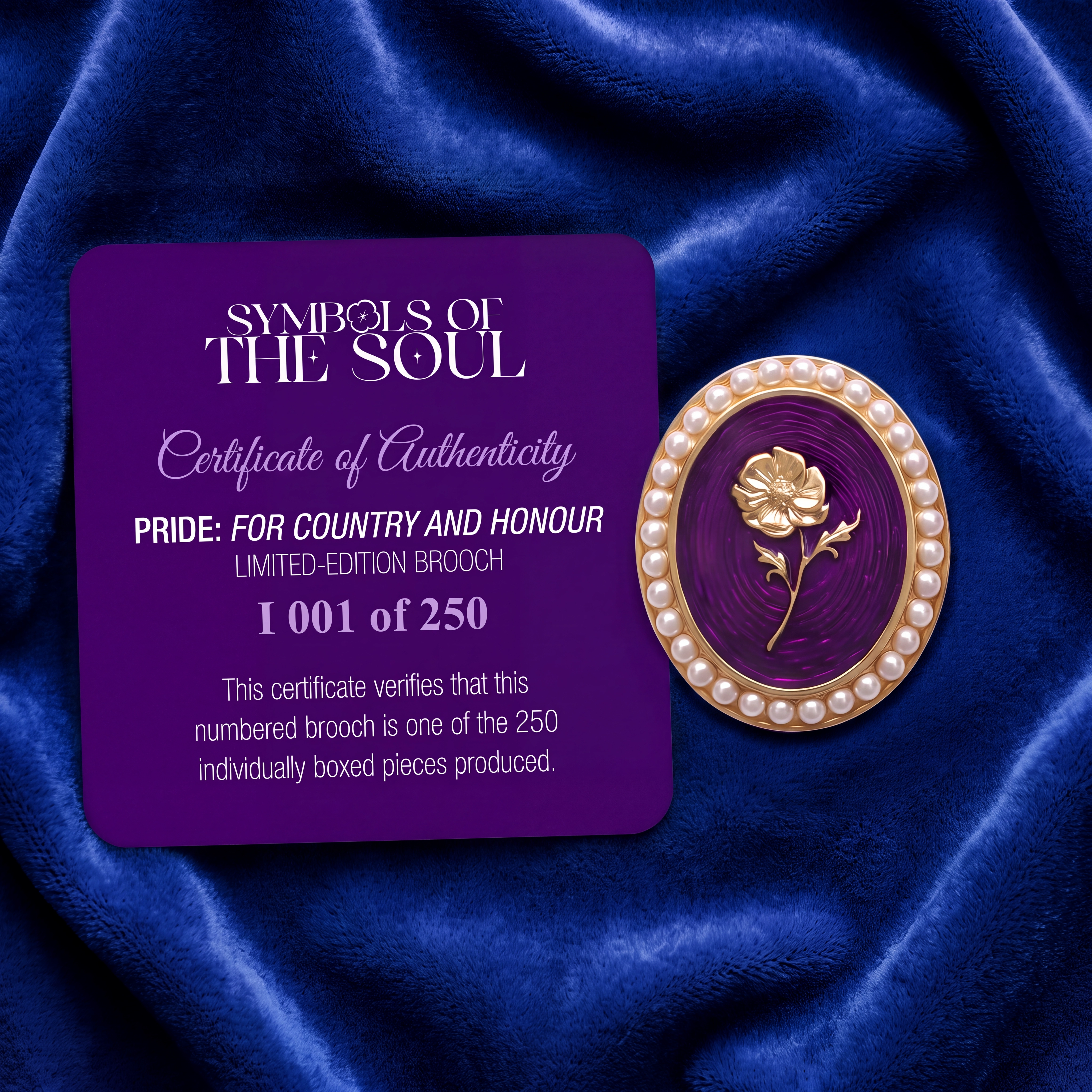 Pride brooch with certificate