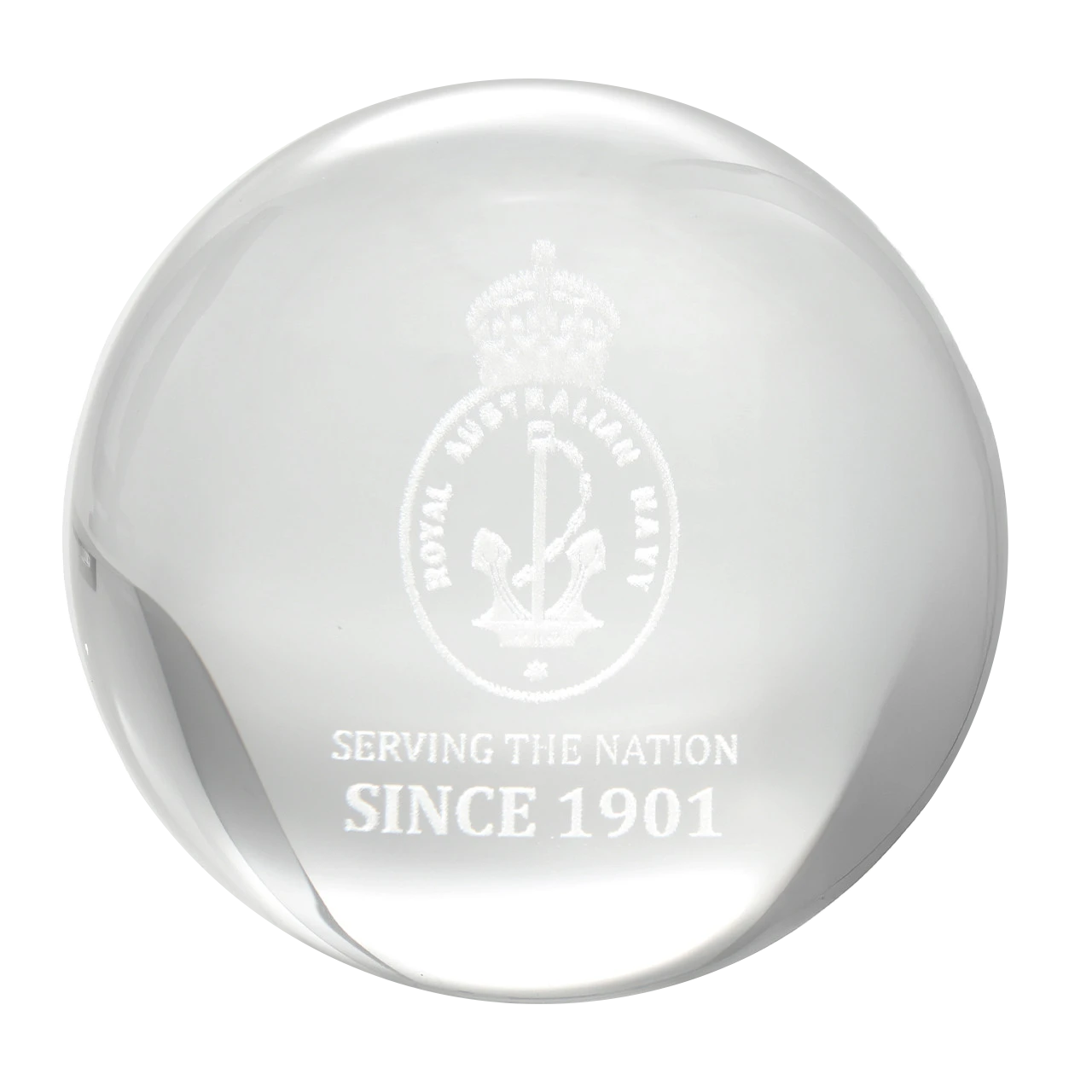Royal Australian Navy 125th Anniversary Desk Paper Weight on a White Background